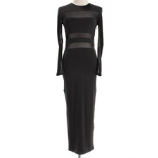 SER.O.YA NWD Long Sleeve Semi Sheer Midi Dress Size Medium in Black