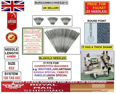 YAMATO COVERSTITCH SYSTEM:128TAS SIZE:032 SAME AS TVX3 NÄHEN MCHN BLUKOLD NEED