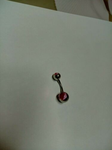 Piercing nombril argenté avec pierres roses Neuf 13mm - Photo 1/1