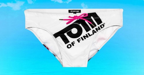 TOM OF FINLAND WHITE SWIMWEAR MANS SWIM BRIEFS SWIMMING TRUNKS GAY CULTURE LGBT - Picture 7 of 9