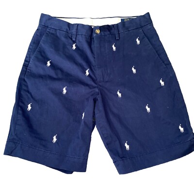 Men's navy blue POLO RALPH LAUREN shorts logo all over pony chino
