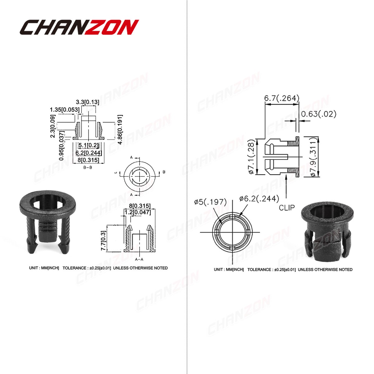 Chrome LED Holder Bezels - 3mm & 5mm Metal Panel Mount Clips For LED Displays