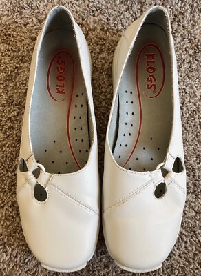 Klogs White Leather Nurse Slip On Shoes Women display picture 1
