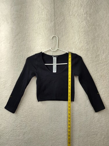 Zara Girls Top Medium Black Nylon Blend Long Sleeve Cropped Casual Fit Shirt - Picture 6 of 18