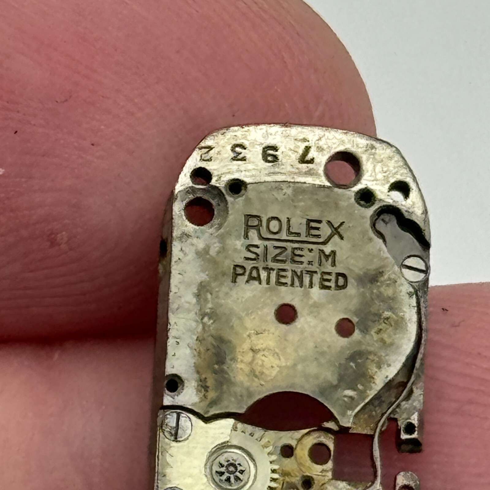 Rolex Taglia M Movimento Orologio Brevettato Main Piastra Manuale Vento Vintage foto 5