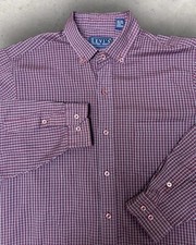 VTG 80's Levis Button Up Shirt Vintage Men's Size M Fitted Fit Plaid Maroon