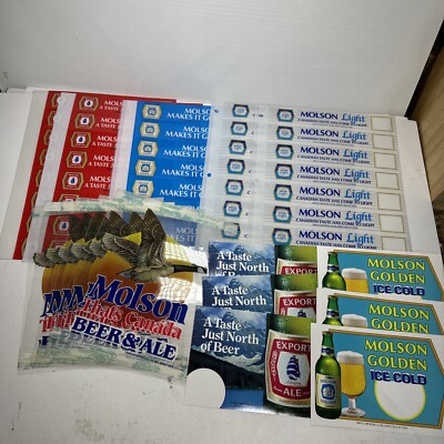 Molson Canadian Ale Beer Large Lot Point Of Purchase Advertising Light, Golden