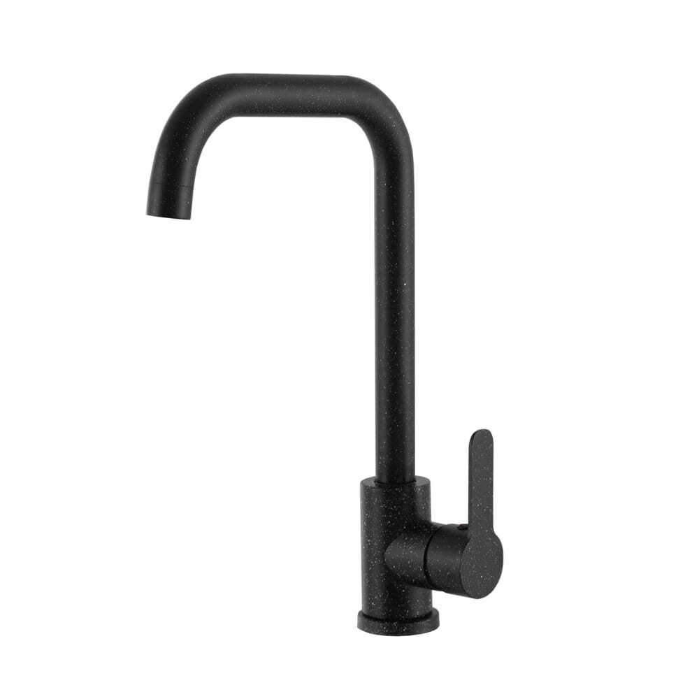 Küchenarmatur Granit Schwarz Eckig - Hochdruck-Armatur In Anthrazit, 26cm Höhe, Für Standard-Spülen