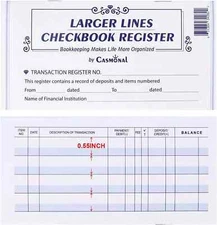 Larger Lines 20 Pack Checkbook Register, Check Registers for Personal Use, Blank