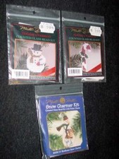  3 Mill Hill Counted Glass Bead Christmas Kits : Candy Cane Snowman Birdhouse
