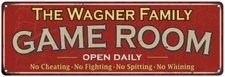 The Wagner Family Personalized Red Game Room Metal Sign 106180038405