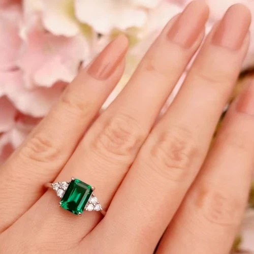 Emerald Engagement Ring 2 Carat 6 8 mm Muzo Green Emerald Green Gemstone Ring