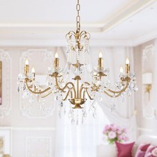 39"Large Luxury Crystal Chandelier 8-Light Pendant Fixture Ceiling Lamp Lighting