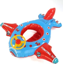 Baby Pool Float Rocket Airplane with Sterling Wheel and Honk Inflatable Swimming