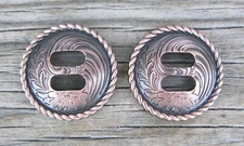 Floral Engraved Rope Edge 1-1/2" Slotted Concho Copper