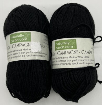 Naturally Caron Yarn ''Black'' 2 Skeins #1028