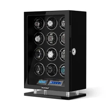 New Automatic 12 Watch Winder LCD Touch Display Storage Case Box Fingerprint LED