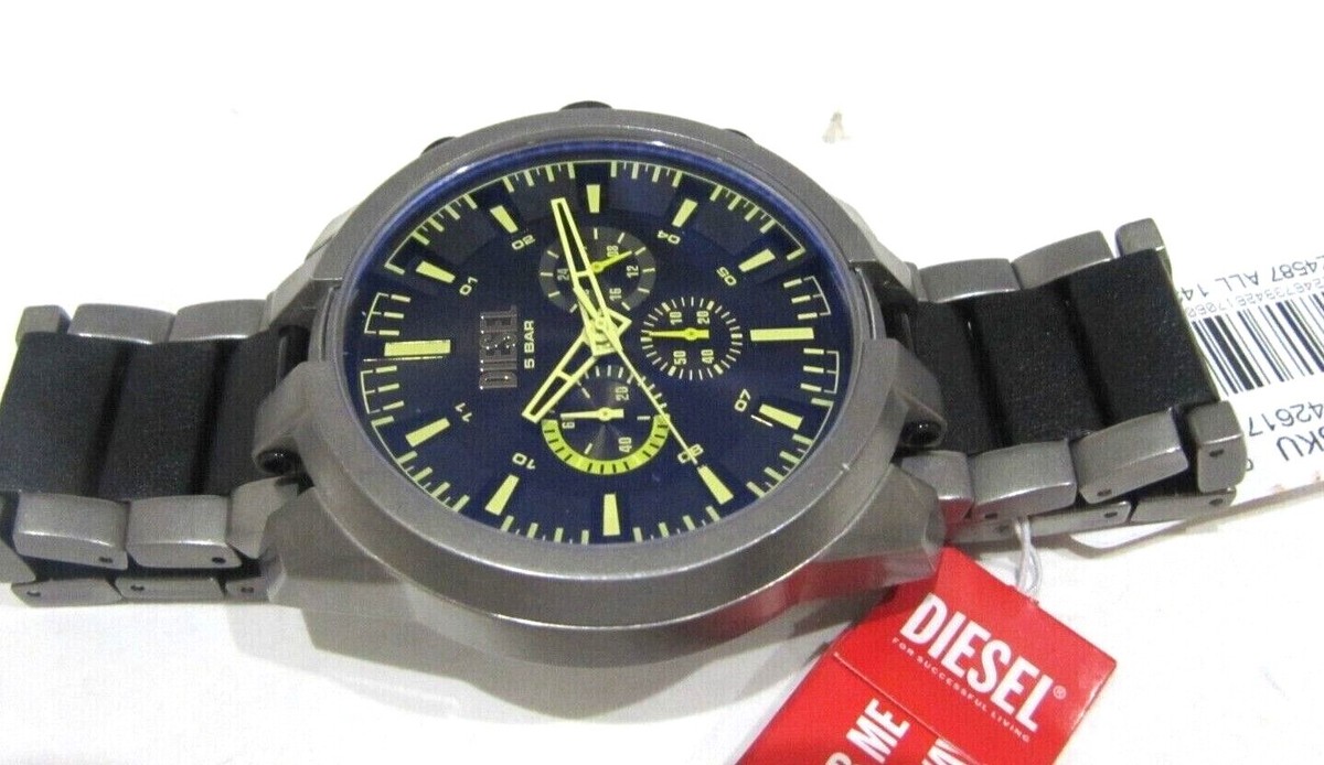 Diesel New DZ4587 Men's Split Chronograph Black Silver