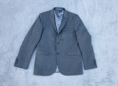 Next Blazer Sakko Herren UK 40 Grau Polyester Einreiher Zweiknöpfe