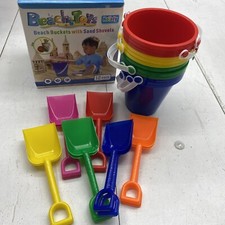 5" Sand Bucket with Shovel 12 Pack Bulk Beach Buckets - Beach Toys New