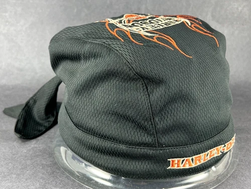 Harley Davidson Motorcycles Large Skull Cap Hat Strap Back Head Wrap Black Mens