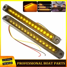 2x LED Tail Lights Rear Amber Flowing Turn Signal Light Bar for Truck Trailer RV