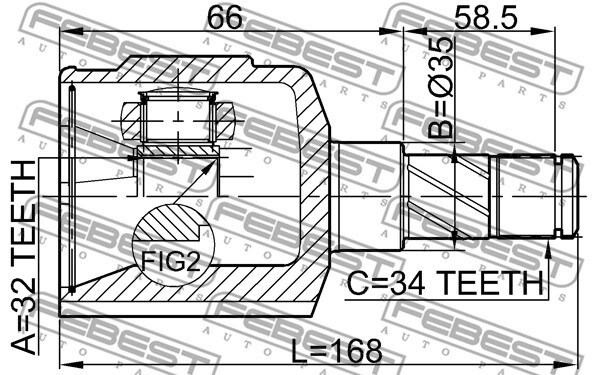 1011-EVMTLH FEBEST Joint Kit, drive shaft for CHEVROLET,DAEWOO