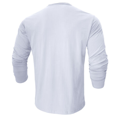 T-shirt uomo slim fit manica lunga girocollo casual elasticizzata blusa autunno - Foto 11 di 61