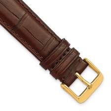 DeBeer 19mm Genuine Matte Alligator Havana Gold-tone Buckle Watch Band