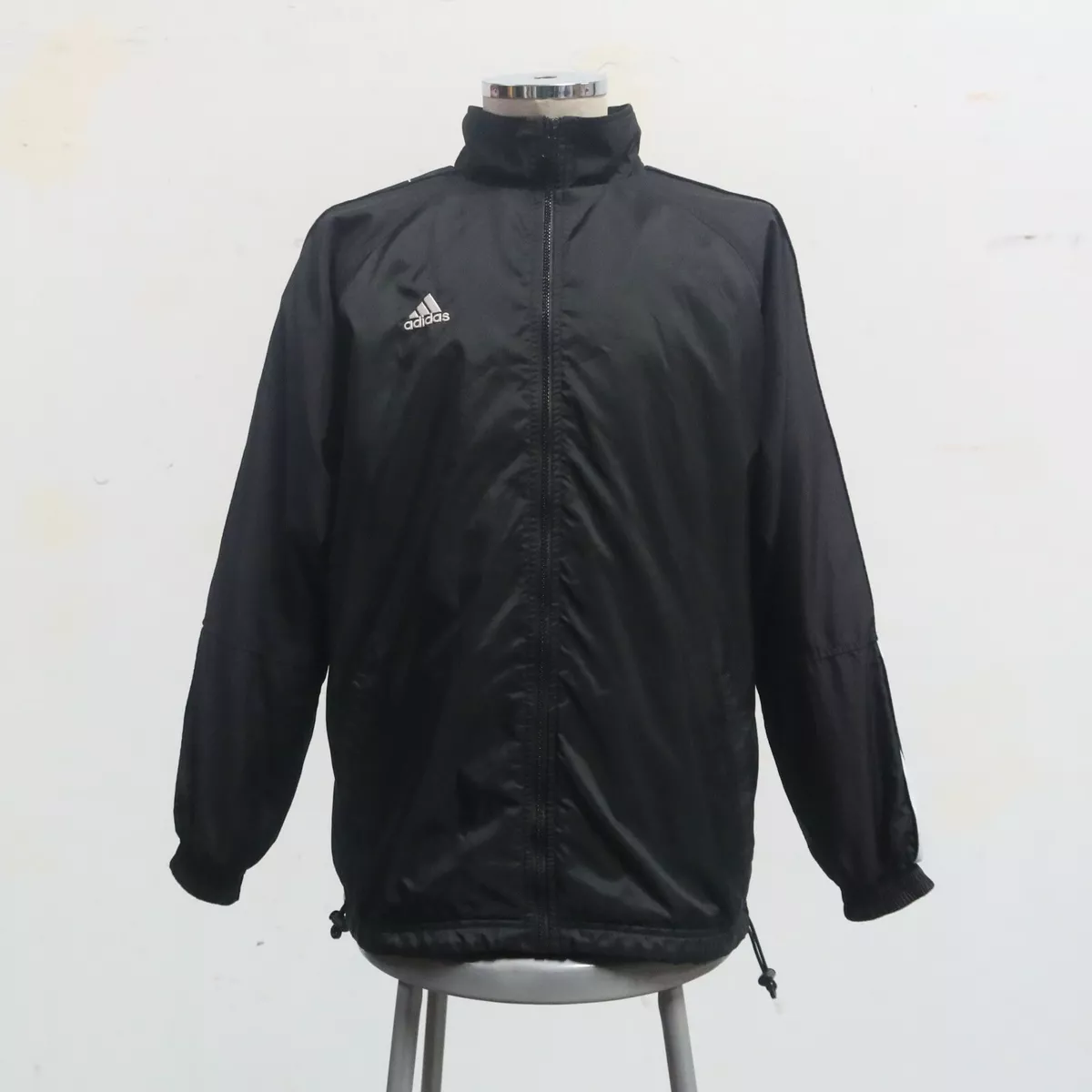 Vintage 90s Adidas Team Nylon Jacket Size L Black Sport Soccer