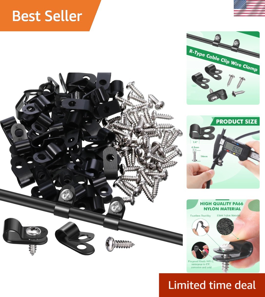 50 Pack 1/4in Nylon Wire Clamps for Secure Durable Cable Management