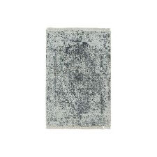 2' x 3' Gray Wool And Silk Broken Zoroastrian Hand Knotted Design Mat Rug R90207