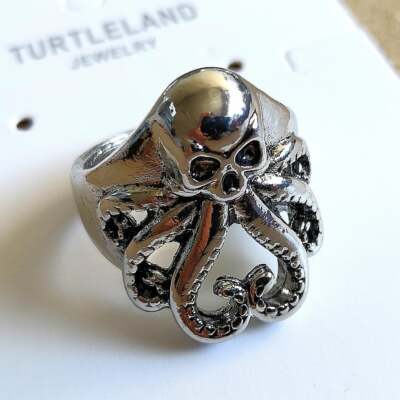Elegant 925 Sterling Silver New Fashion Jewelry Charms Octopus Ring Size 13