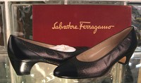 Salvatore Ferragamo Monica Rust & Black Kid Womens Shoes 6.5b 6 1/2b Salvatore Ferragamo Monica Rust & Black Kid Womens Shoes 6.5b 6 1/2b