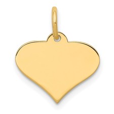 14k Yellow Gold Plain .011 Gauge Engraveable Heart Disc Pendant Charm 15x14mm