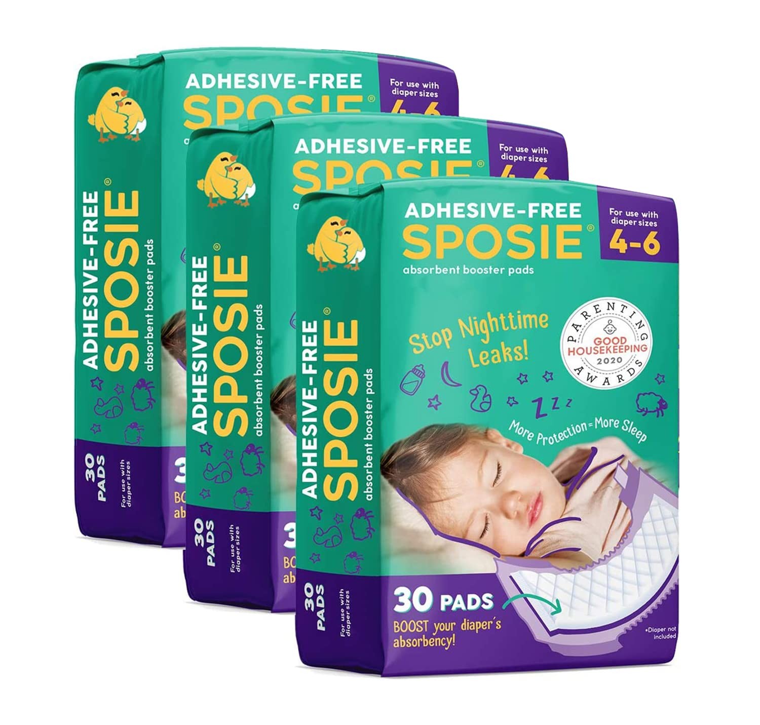 Sposie Overnight Diaper Booster Pads, Stops Leaks and Bedwetting, Original Ad...