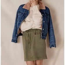By Anthropologie Olive Green Elastic Waist Pull On Cargo Mini Skirt Drawstring S
