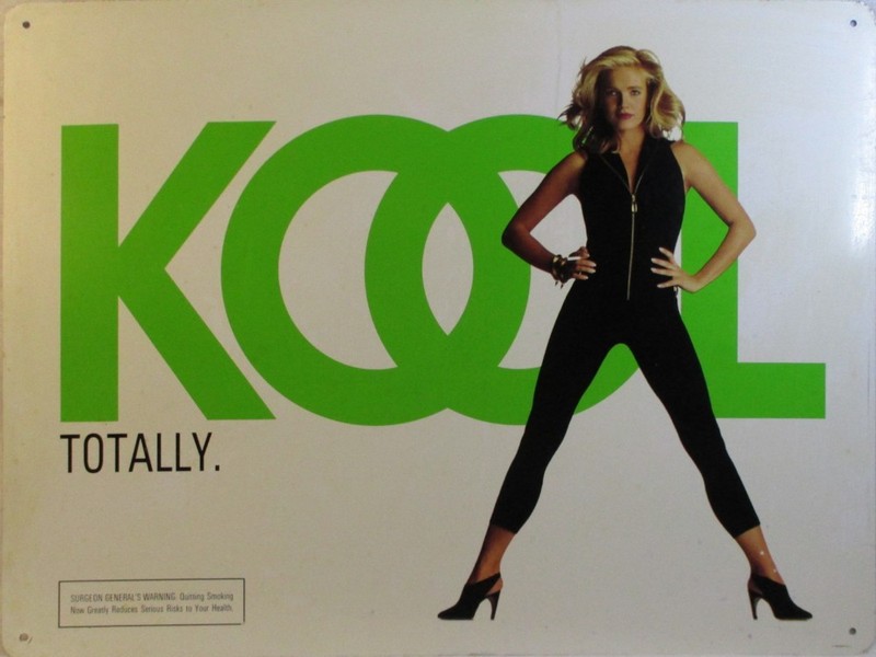 Vintage 1992 KOOL Cigarettes Metal Sign 17.625" x 23.5" TOTALLY. Blonde in pumps