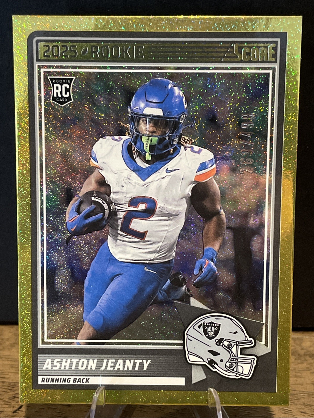 2025 Score - Rookies Ashton Jeanty #14 (RC) Dots Gold /499   Raiders Rookie WB