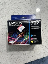 Epson 702 Tri-Color Ink Cartridges Yellow Cyan Magenta New Expires 7/2025