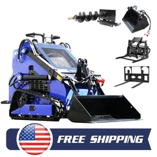 Mini Skid Steer Loader 22HP Twin cylinder Loader with 4 Attachments EPA Upgraded