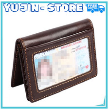 Easyoulife RFID Mens Slim Front Pocket Wallet Genuine Leather Bifold Coffee