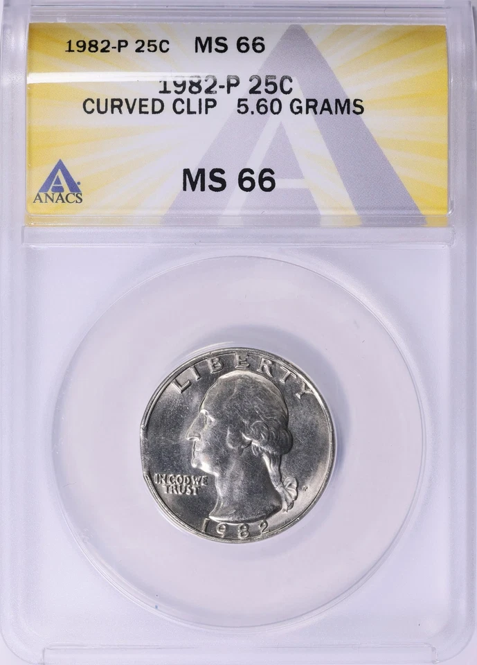 MS66 ERROR!!! 1982 P Washington Curved CLIP 5.60g From the Rippere Collection - Image 2 of 3