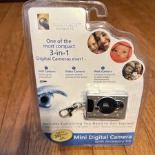 New Sealed Innovage Mini Digital Camera 3-in-1 Keychain with Accessories Silver
