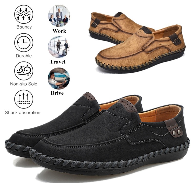 Men's Handmade Leather Shoes Leisure Loafers Slip on Driving Work Casual Shoes