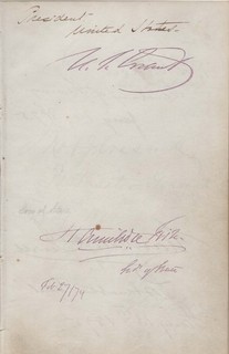 1874 President U.S. Grant and cabinet 10 hand signed autographs ink signed