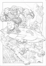 The Fantastic Four Full Team Fantasticar Original Art Illustration Rags Morales