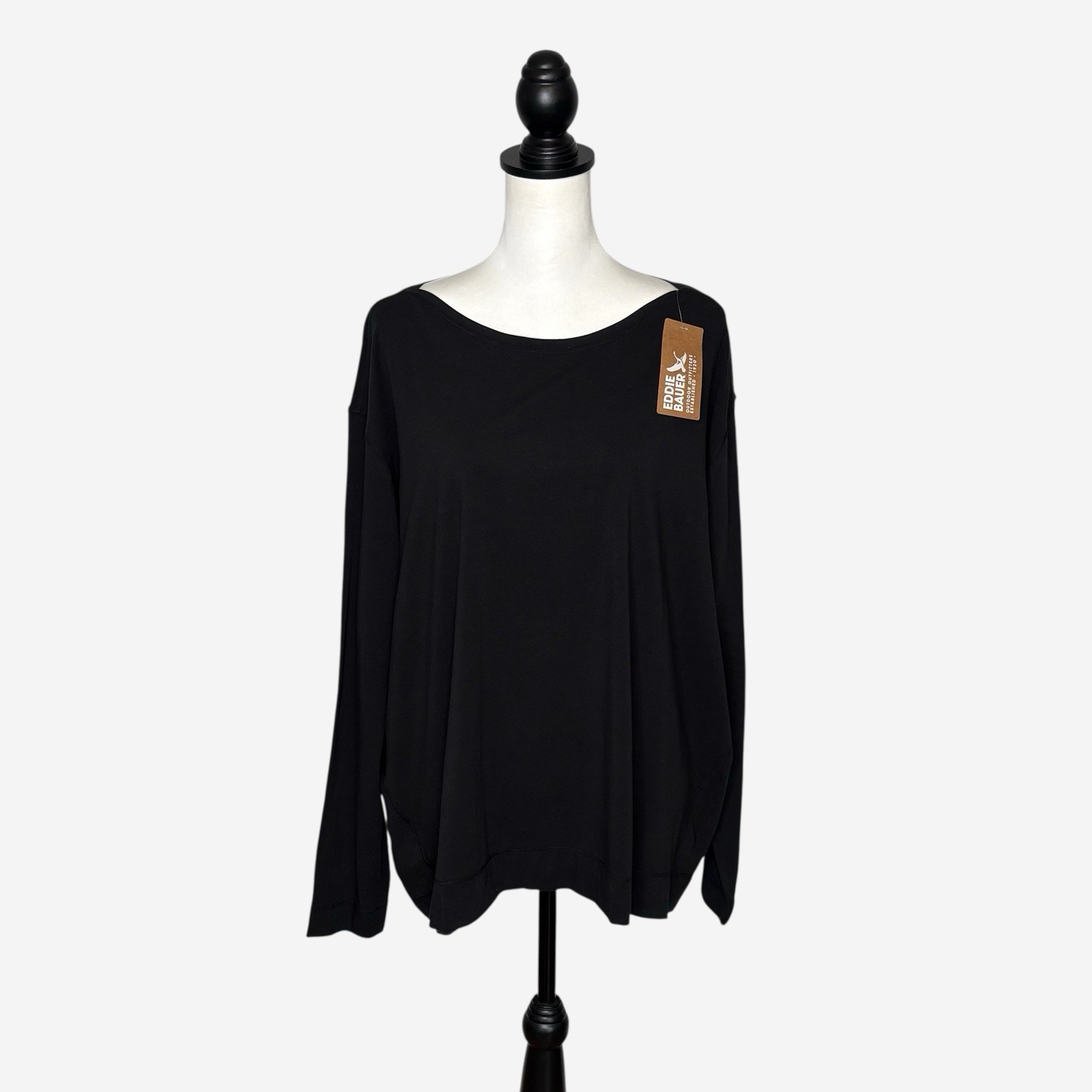 NEW Eddie Bauer Tempo Light Long Sleeve Boatneck T-Shirt Size 2XLT Tall Black