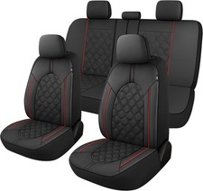 Caromop Luxury Pu Leather Car Seat Covers Full Set-waterproof Seat Protectors Wi