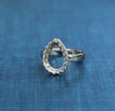 925 Sterling Silver 10x14mm Pear Crown Bezel Cup Ring Blank DIY Jewelry Setting